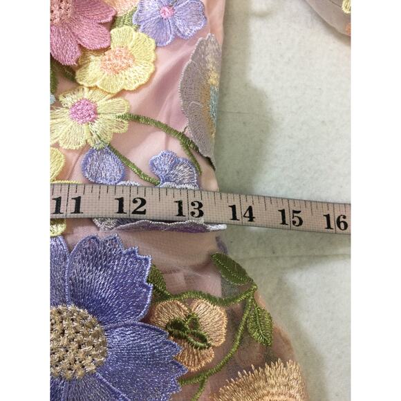 AW BRIDAL 4 S Pink Multi 3D Floral Embroidered Catharine Midi Dress NEW B103 - Picture 8 of 9